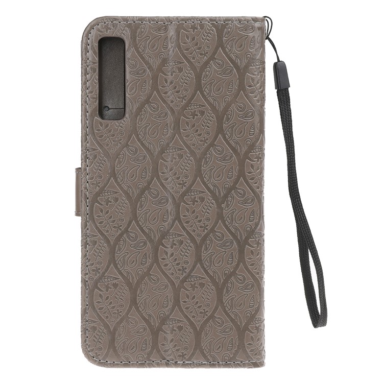 Estojo Protetor Carteira De Couro Carteira Folha Para Samsung Galaxy A7 (2018) A750 - Cinzento-3