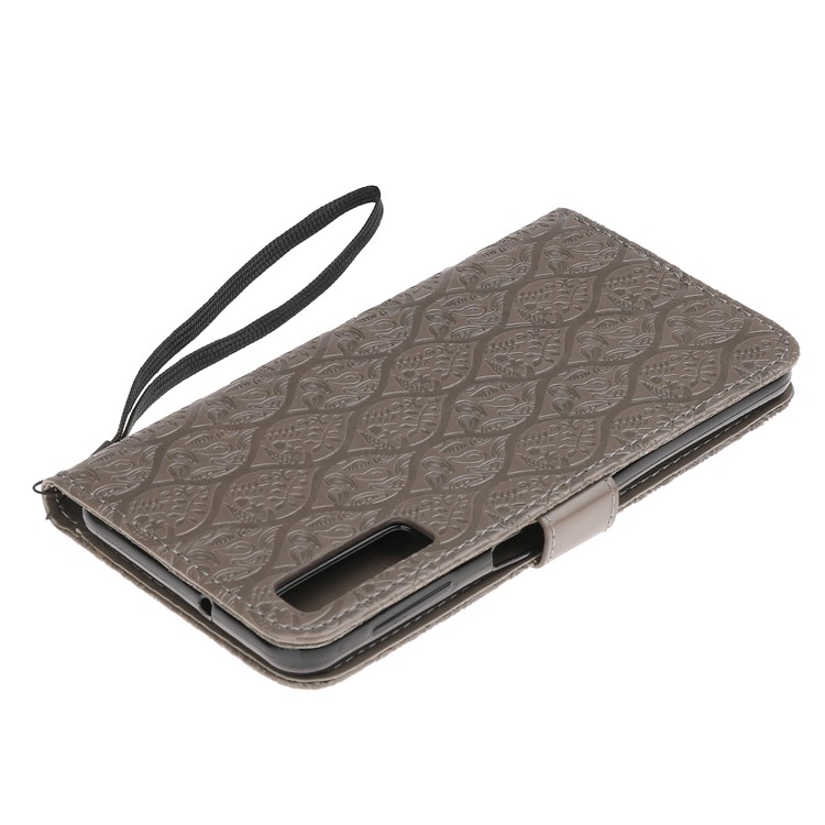 Estojo Protetor Carteira De Couro Carteira Folha Para Samsung Galaxy A7 (2018) A750 - Cinzento-5