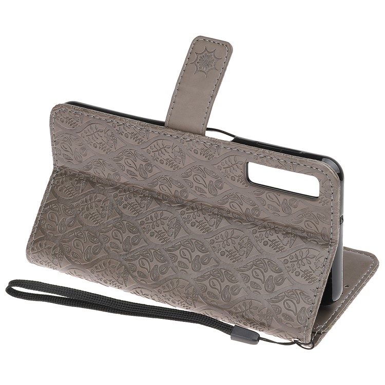Estojo Protetor Carteira De Couro Carteira Folha Para Samsung Galaxy A7 (2018) A750 - Cinzento-7