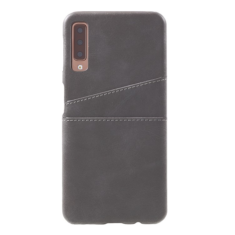 

Dual Card Slots PU Leather Coated PC Phone Shell for Samsung Galaxy A7 (2018) - Grey, Galaxy A7 (2018)