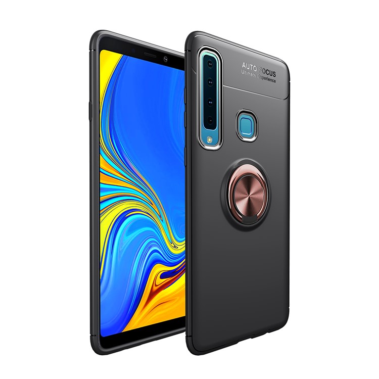 Lenuo металлическое кольцо подставка для мобильного телефона tpu для samsung galaxy a9 (2018) / a9 star pro / встроенный магнитный металлический лист a9s - черный / розовое золото