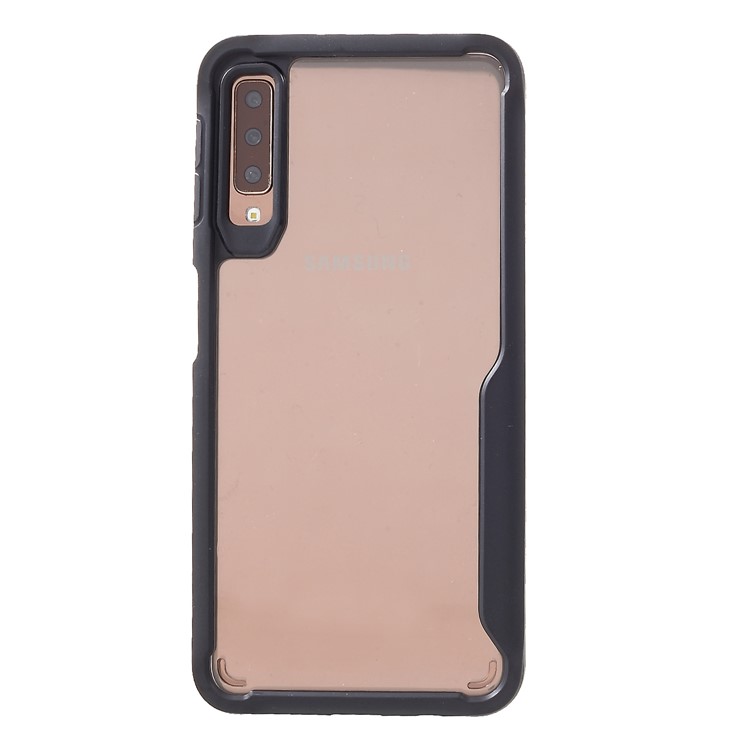 

Силиконовый Край + Кристаллический Акриловый Задний Гибридный Чехол Для Samsung Galaxy A7 (2018) - Черный