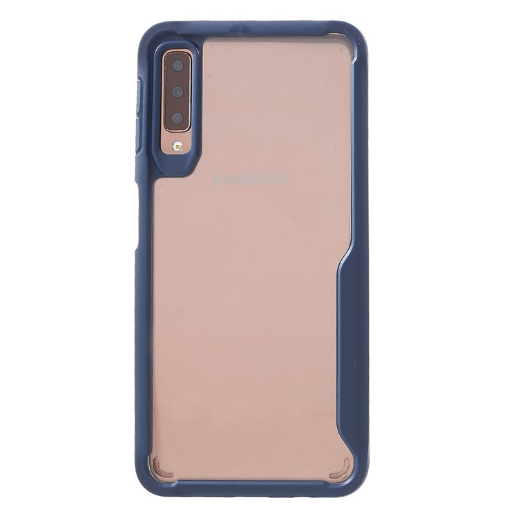 

Силиконовый Край + Кристально-акриловая Задняя Гибридная Крышка Для Samsung Galaxy A7 (2018) - Темно-синий