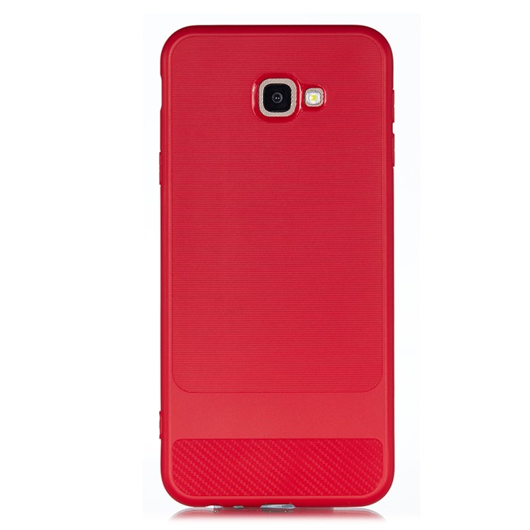 

Carbon Fibre Brushed TPU Back Case for Samsung Galaxy J4+ - Red, Galaxy J4+