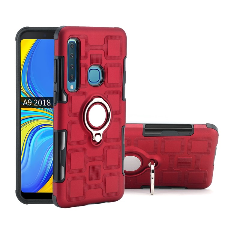 

Geometric Pattern Magnetic Car Mount Ring Holder TPU PC Hybrid Phone Case for Samsung Galaxy A9 (2018) / A9 Star Pro / A9s - Red, Galaxy A9 (2018)