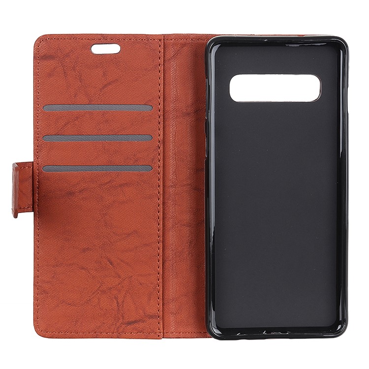 PU Leather Wallet Stand Case for Samsung Galaxy S10 - Brown-8