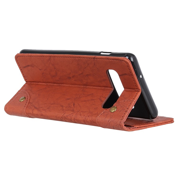 PU Leather Wallet Stand Case for Samsung Galaxy S10 - Brown-9