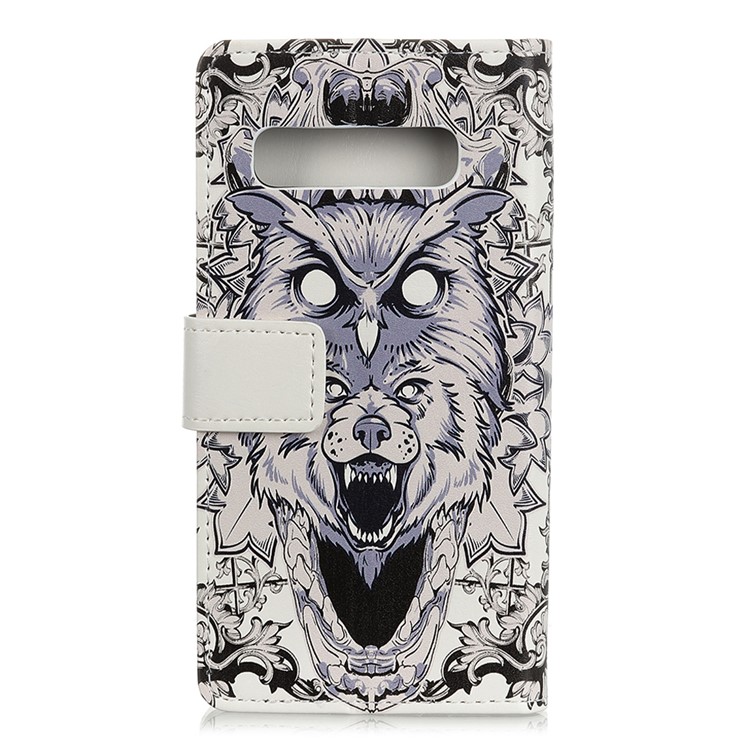 Pattern Printing PU Leather Stand Protective Shell for Samsung Galaxy S10 - Abstract Owl and Lion-2