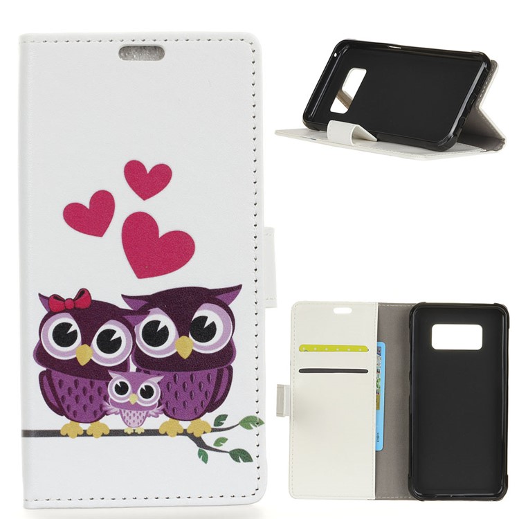 

Pattern Printing Stand Wallet Leather Case for Samsung Galaxy S10e - Sweet Owl Family, Galaxy S10e