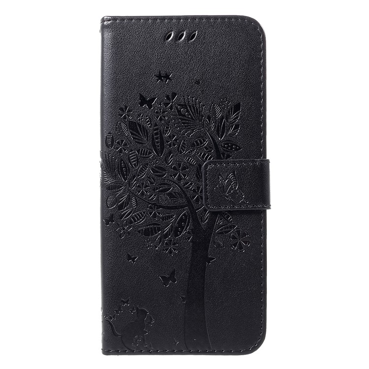 

Imprint Cat and Tree Wallet Leather Flip Cover for Samsung Galaxy S10 - Black, Galaxy S10
