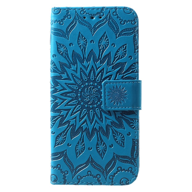 

[Imprint Sunflower] PU Leather Wallet Cell Phone Casing for Samsung Galaxy S10 Plus - Blue, Galaxy S10 Plus