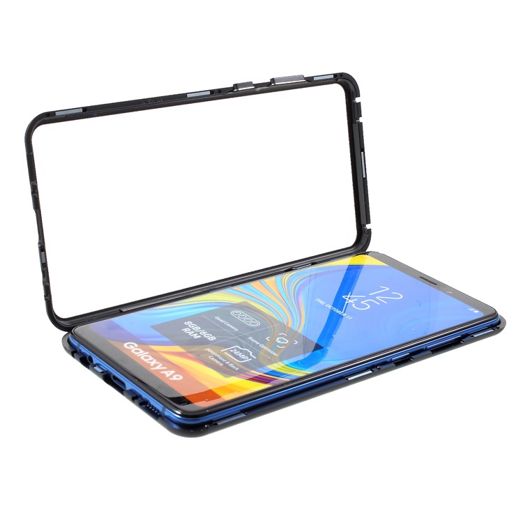 Caixa De Vidro Temperado Atração Magnética Metal Frame Para Samsung Galaxy A9 (2018) / A9 Estrelas Pro / A9s - Preto-14