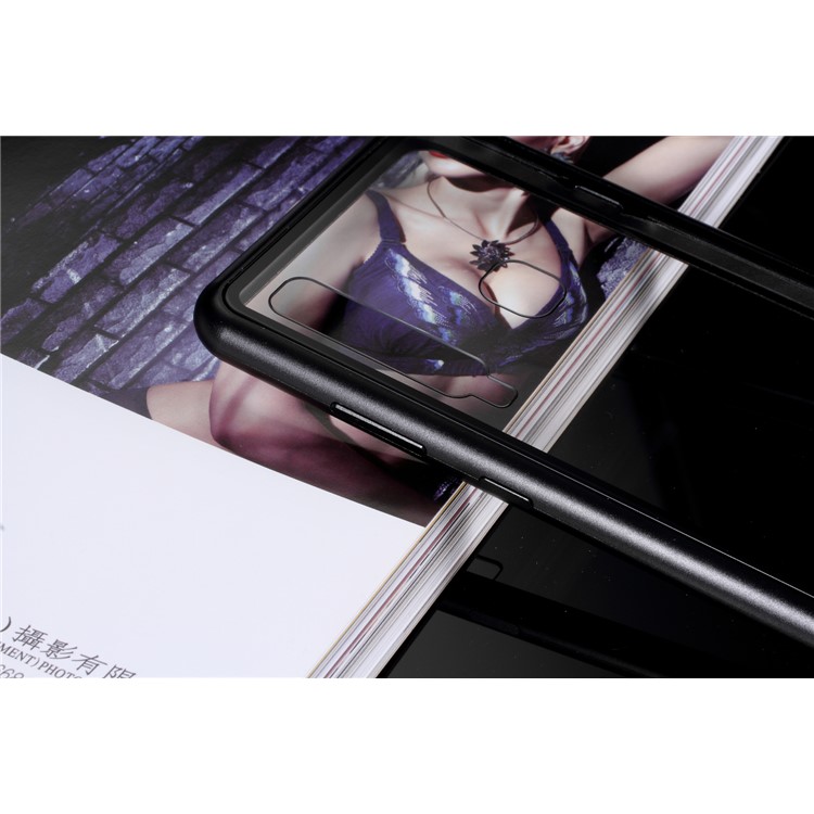 Caixa De Vidro Temperado Atração Magnética Metal Frame Para Samsung Galaxy A9 (2018) / A9 Estrelas Pro / A9s - Preto-4