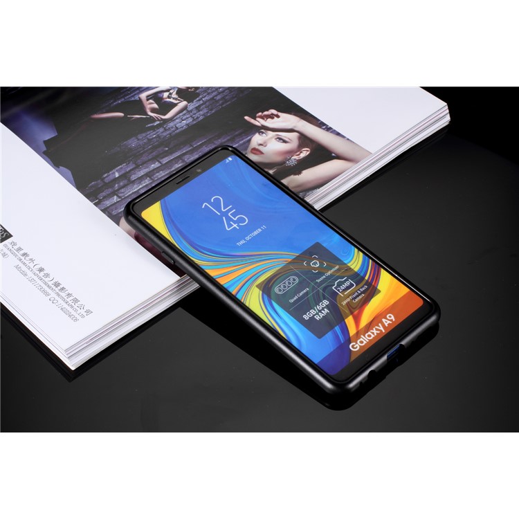 Caixa De Vidro Temperado Atração Magnética Metal Frame Para Samsung Galaxy A9 (2018) / A9 Estrelas Pro / A9s - Preto-6