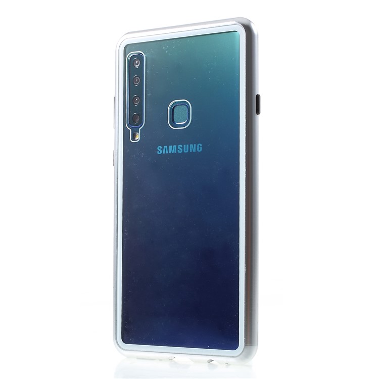 Magnetic Attraction Metal Frame Tempered Glass Cover Shell for Samsung Galaxy A9 (2018) / A9 Star Pro / A9s -Silver-11