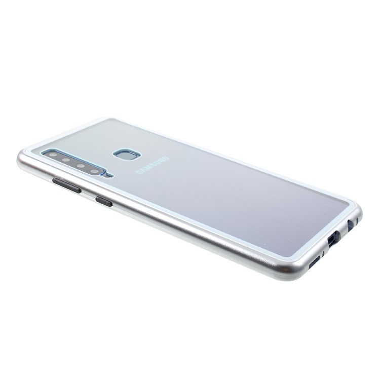 Magnetic Attraction Metal Frame Tempered Glass Cover Shell for Samsung Galaxy A9 (2018) / A9 Star Pro / A9s -Silver-12