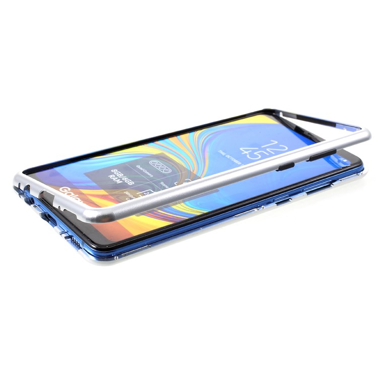 Magnetic Attraction Metal Frame Tempered Glass Cover Shell for Samsung Galaxy A9 (2018) / A9 Star Pro / A9s -Silver-14