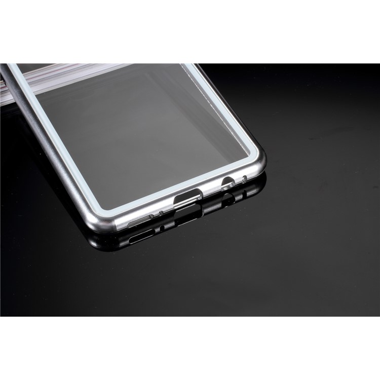 Magnetic Attraction Metal Frame Tempered Glass Cover Shell for Samsung Galaxy A9 (2018) / A9 Star Pro / A9s -Silver-3
