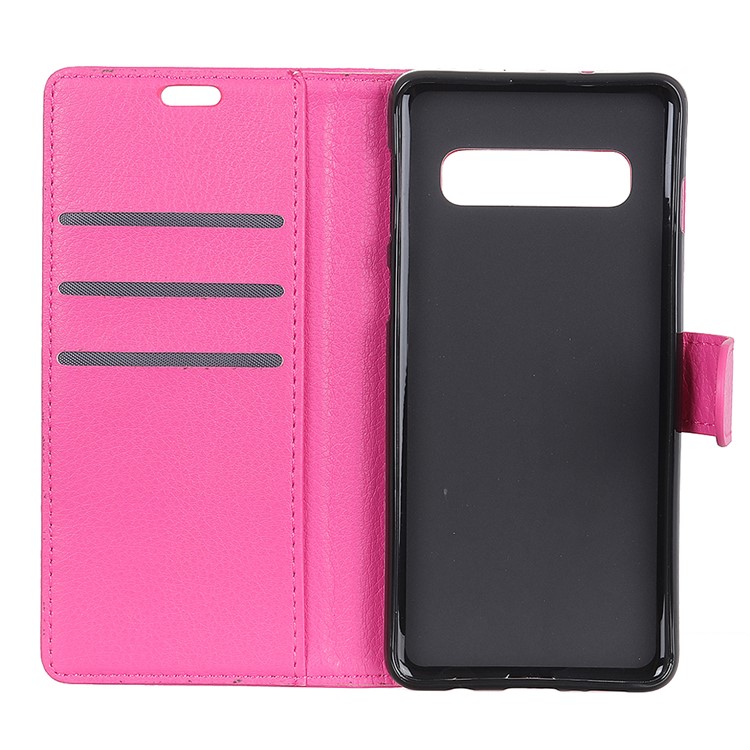Lichia Textura Couro Stand Caso De Telefone Móvel Para Samsung Galaxy S10 - Rosa-5