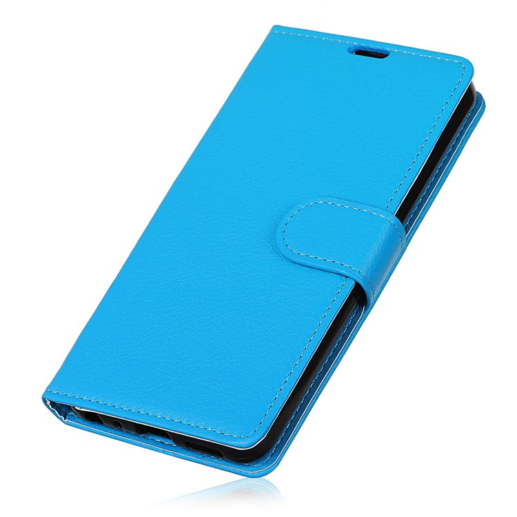 Tampa Celular de Couro de Textura Litchi Com Suporte Para Samsung Galaxy S10 - Azul-2