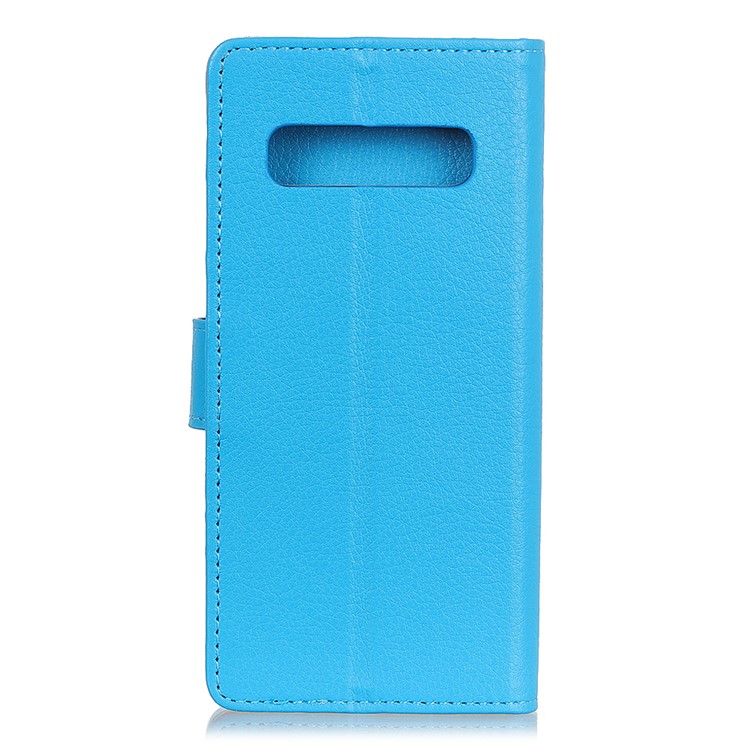 Tampa Do Telemóvel Do Couro Da Textura Do Lichi Com Suporte Para A Galáxia S10 De Samsung - Azul-4