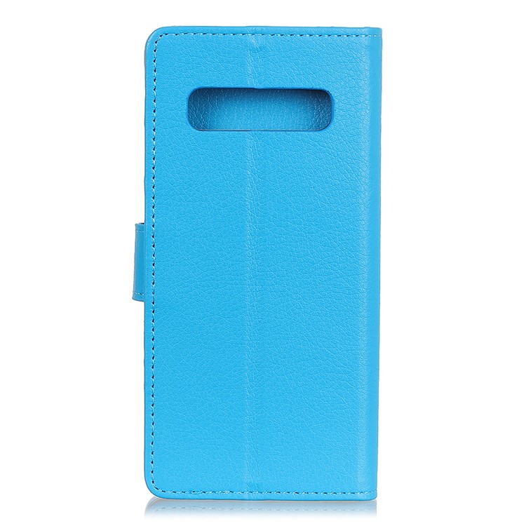 Cubierta de Teléfono Celular de Cuero de Textura de Litchi Con Soporte Para Samsung Galaxy S10 - Azul