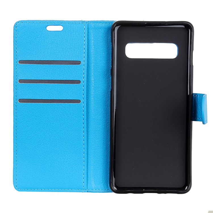 Tampa Celular de Couro de Textura Litchi Com Suporte Para Samsung Galaxy S10 - Azul-5