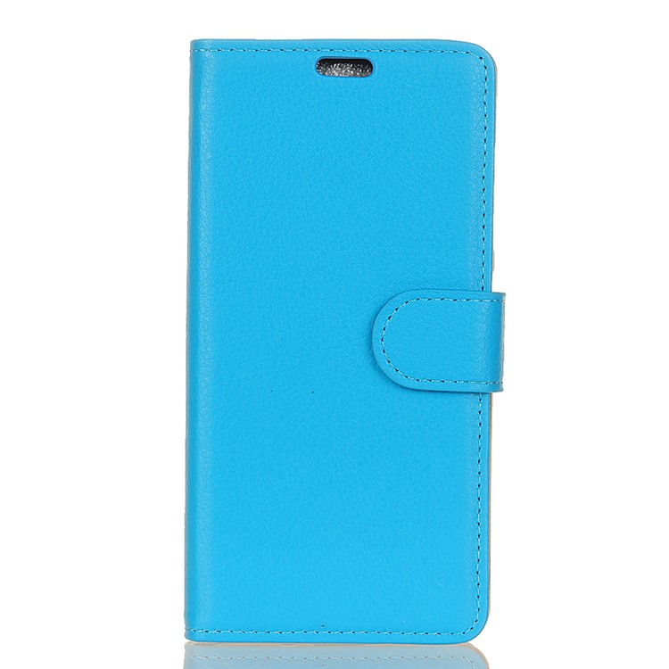 Tampa Celular de Couro de Textura Litchi Com Suporte Para Samsung Galaxy S10 - Azul