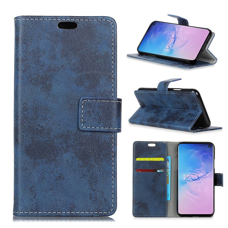 Funda Protectora De Cuero Estilo Vintage Para Samsung Galaxy S10 - Azul-1