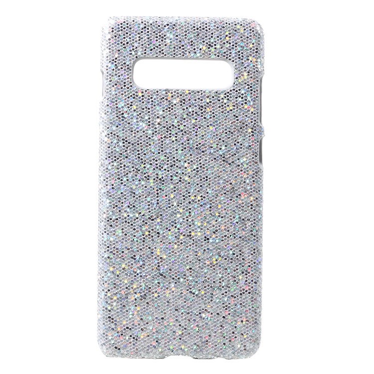 

PU Leather Coated Hard PC Protector Shell for Samsung Galaxy S10 Plus - Silver Glitter Sequins, Galaxy S10 Plus