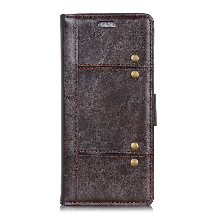 Flip Rivet Stand Wallet Magnetic Leather Cellphone Cover for Samsung Galaxy S10e - Brown-3