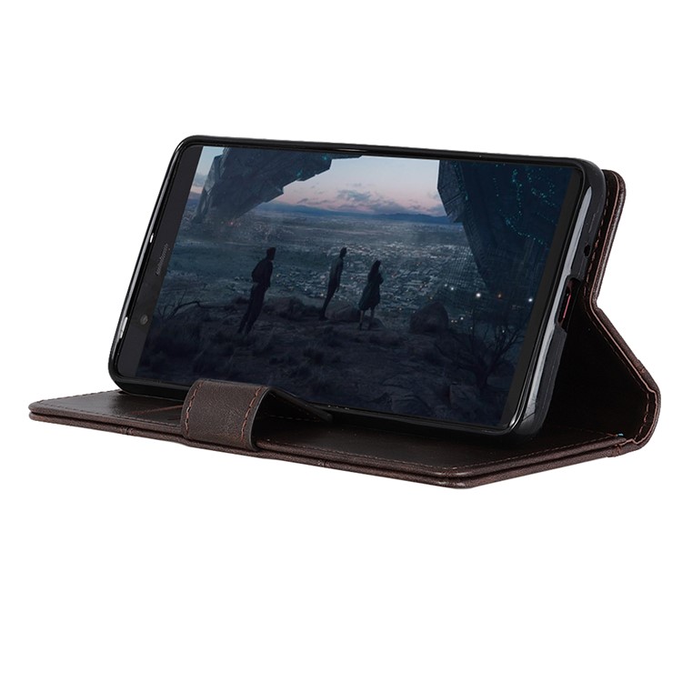 Flip Rivet Stand Wallet Magnetic Leather Cellphone Cover for Samsung Galaxy S10e - Brown-5