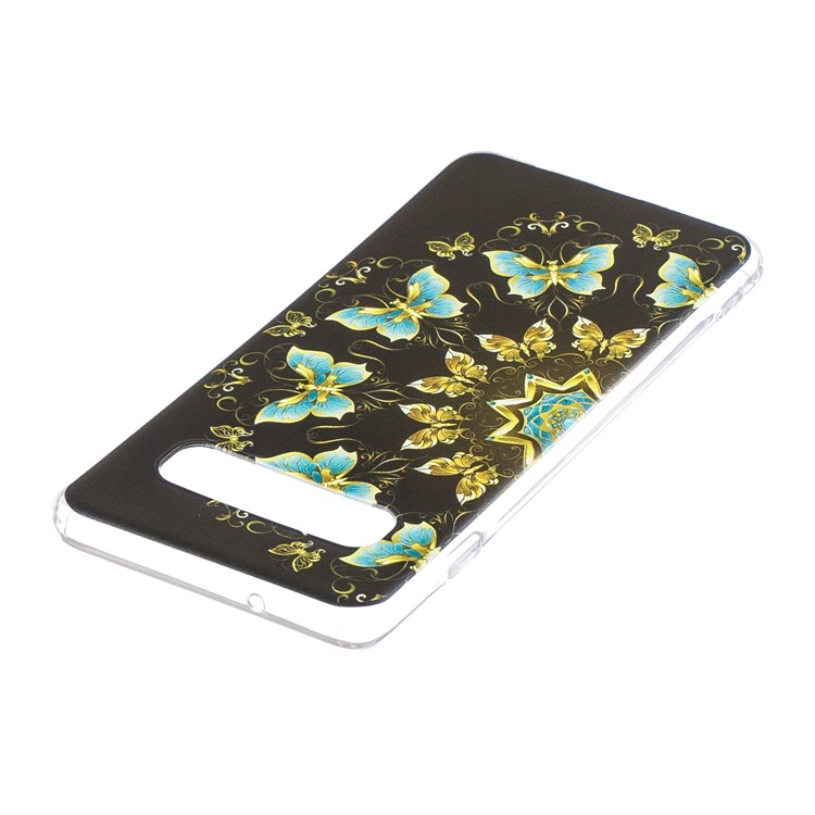 Cassa Molle Del Telefono Delle Cellule Di TPU Di Stampa Del Modello Per La Galassia S10 Di Samsung - Farfalle D'oro E Blu-6