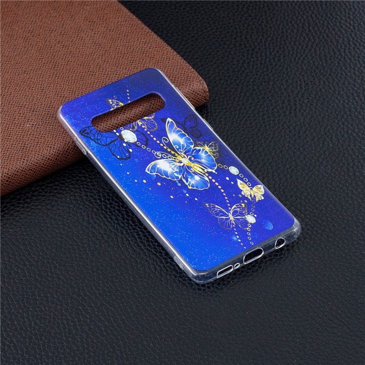 Pattern Printing Flexible TPU Case for Samsung Galaxy S10 - Blue Butterflies-2