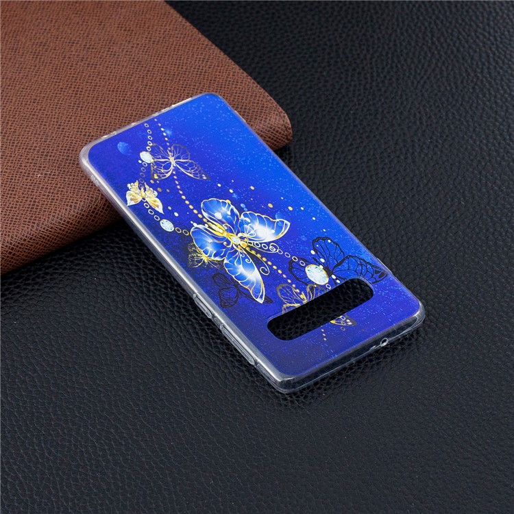 Pattern Printing Flexible TPU Case for Samsung Galaxy S10 - Blue Butterflies-3
