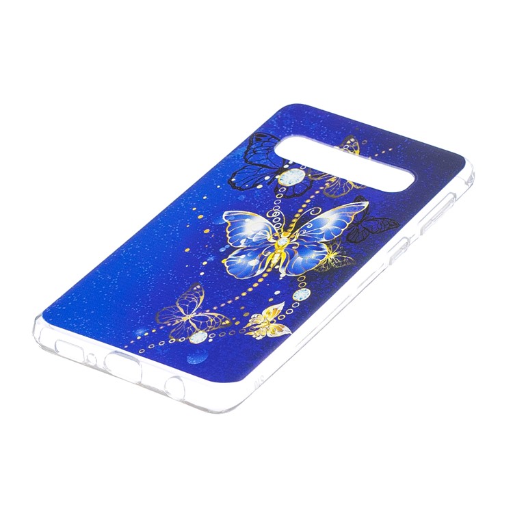 Pattern Printing Flexible TPU Case for Samsung Galaxy S10 - Blue Butterflies-5