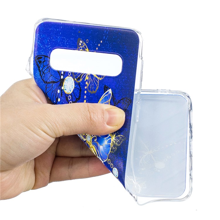Pattern Printing Flexible TPU Case for Samsung Galaxy S10 - Blue Butterflies-7