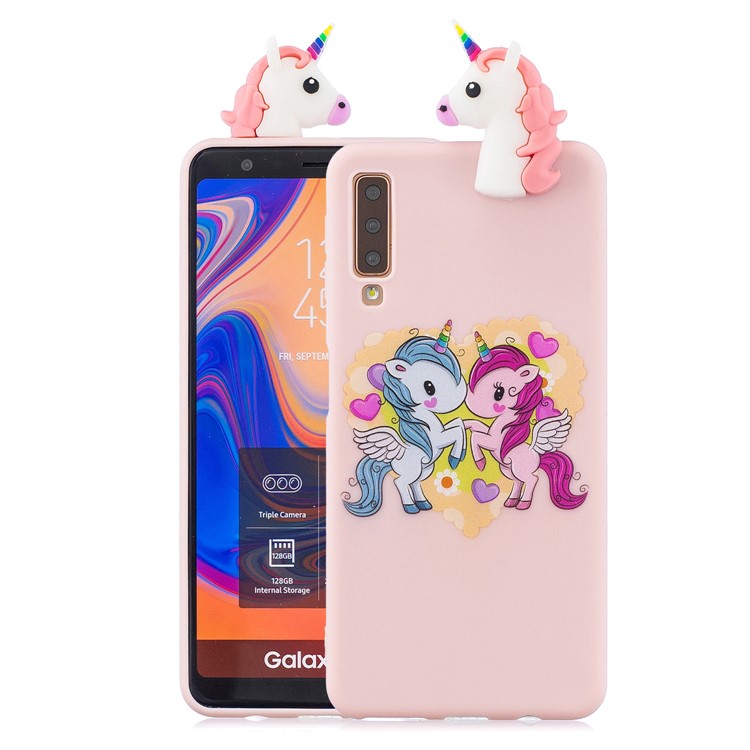 

3D Симпатичная Кукла С Печатным Рисунком ТПУ Для Samsung Galaxy A7 (2018) - Единорог, Galaxy A7 (2018)