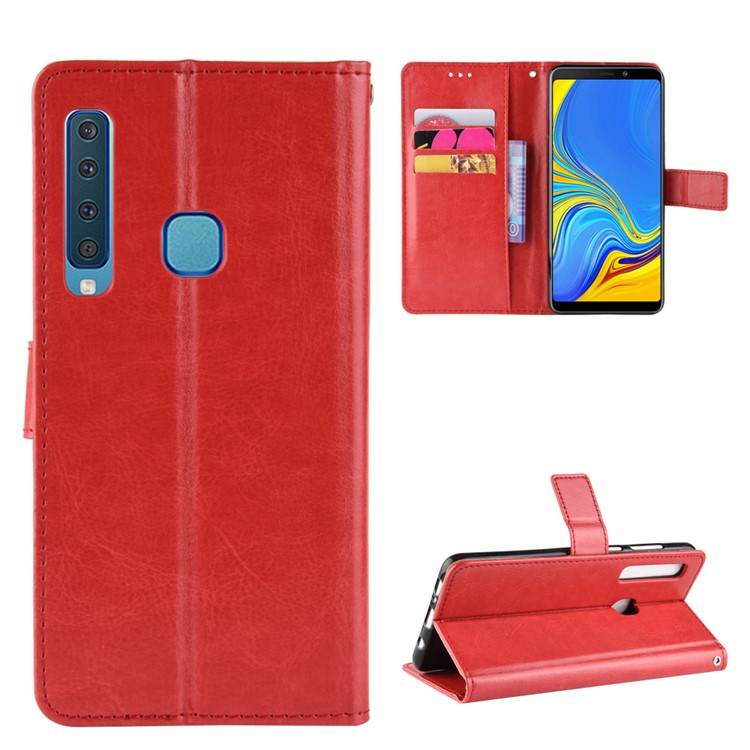 

Crazy Horse Leather Wallet Shell Case for Samsung Galaxy A9 (2018) / A9 Star Pro / A9s - Red, Galaxy A9 (2018)
