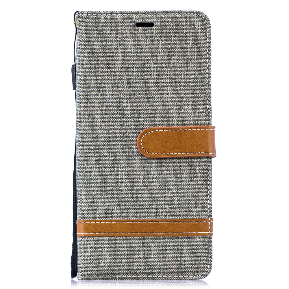 Cubierta De Cuero De PU De Dos Tonos De Tela De Jean Para Samsung Galaxy S10 Plus - Gris-2