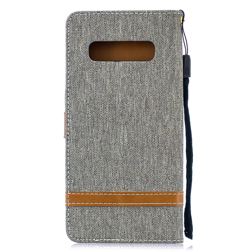 Cubierta De Cuero De PU De Dos Tonos De Tela De Jean Para Samsung Galaxy S10 Plus - Gris-3