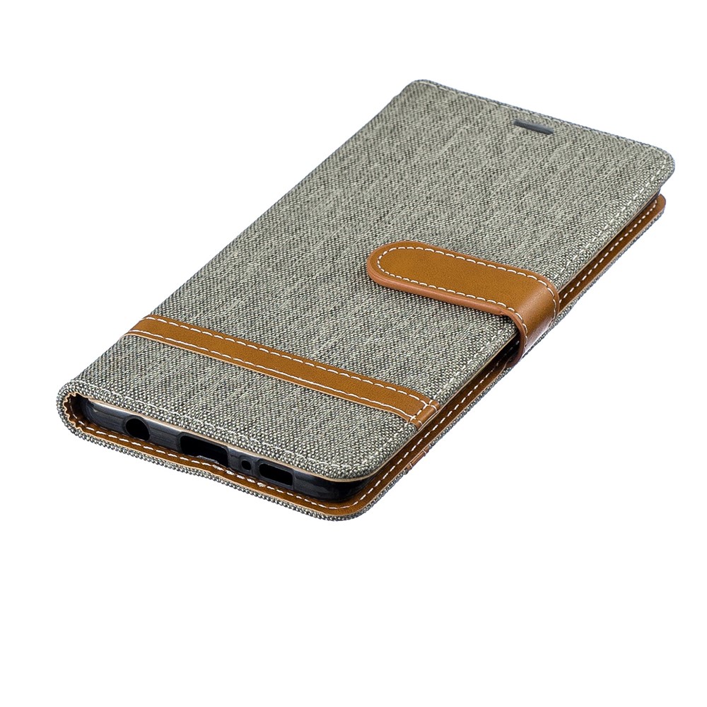 Cubierta De Cuero De PU De Dos Tonos De Tela De Jean Para Samsung Galaxy S10 Plus - Gris-6
