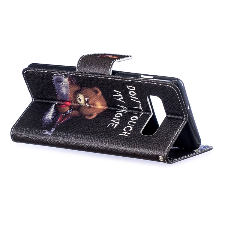 Impressão Padrão PU De Couro Caixa De Telefone Celular De Proteção Magnética Para Samsung Galaxy S10 Plus - Urso E Avisos-4
