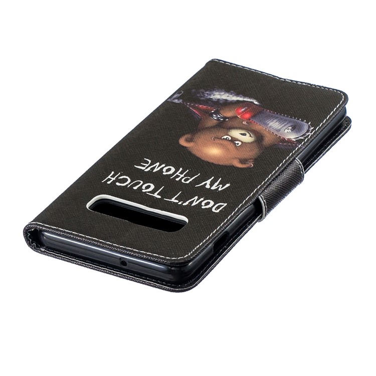 Impressão Padrão PU De Couro Caixa De Telefone Celular De Proteção Magnética Para Samsung Galaxy S10 Plus - Urso E Avisos-7