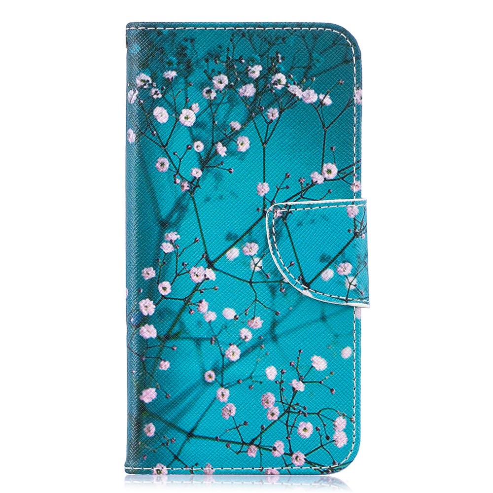 Para Samsung Galaxy S10 Lite Padrão De Impressão PU Couro Caso Móvel Com Slots Para Cartão - Árvore Com Flores-2