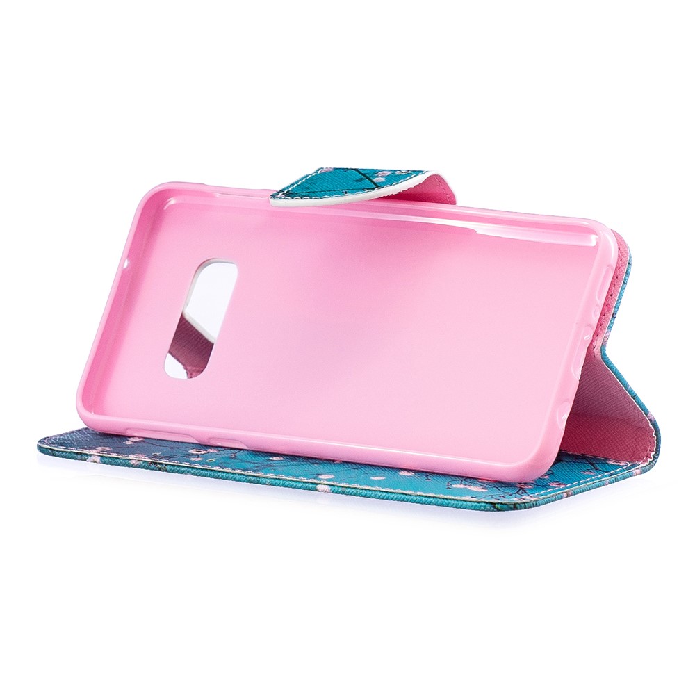 Para Samsung Galaxy S10 Lite Padrão De Impressão PU Couro Caso Móvel Com Slots Para Cartão - Árvore Com Flores-5