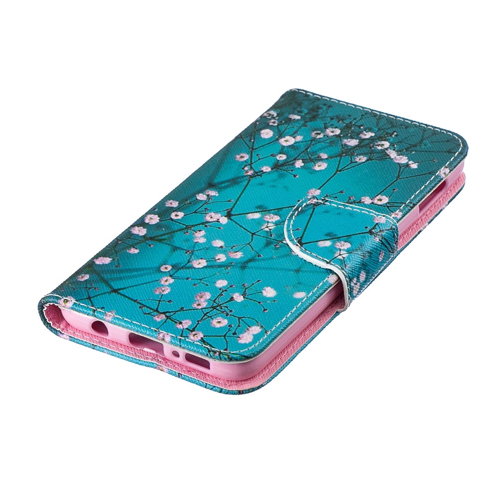 For Samsung Galaxy S10e Pattern Printing PU Leather Mobile Case with Card Slots - Tree with Flowers-6