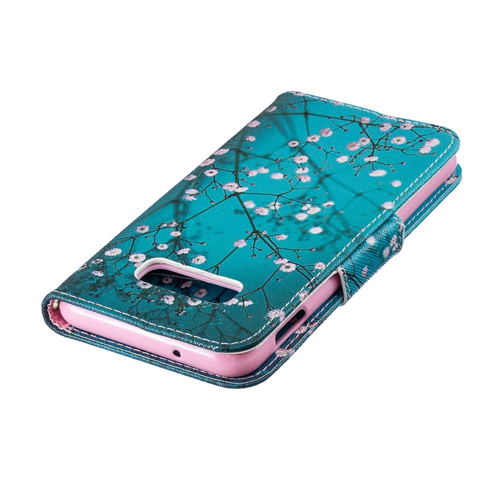 Para Samsung Galaxy S10 Lite Padrão De Impressão PU Couro Caso Móvel Com Slots Para Cartão - Árvore Com Flores-7