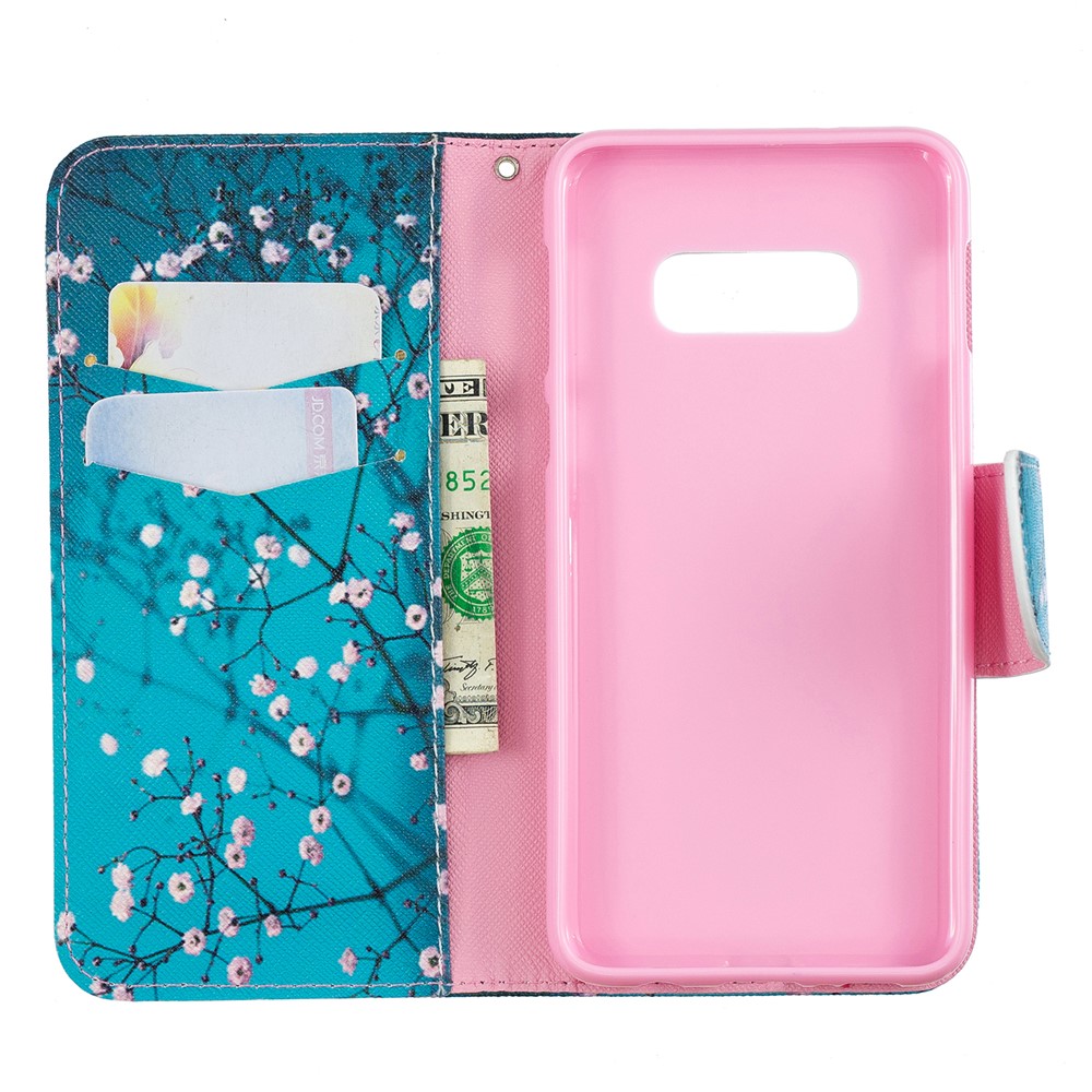 Para Samsung Galaxy S10 Lite Padrão De Impressão PU Couro Caso Móvel Com Slots Para Cartão - Árvore Com Flores-8