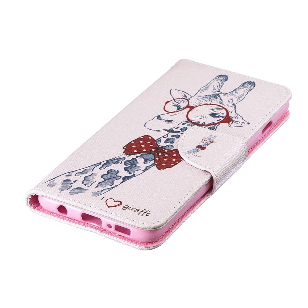 Pattern Printing PU Leather Protection Cell Phone Case for Samsung Galaxy S10 - Giraffe Wearing Glasses-6